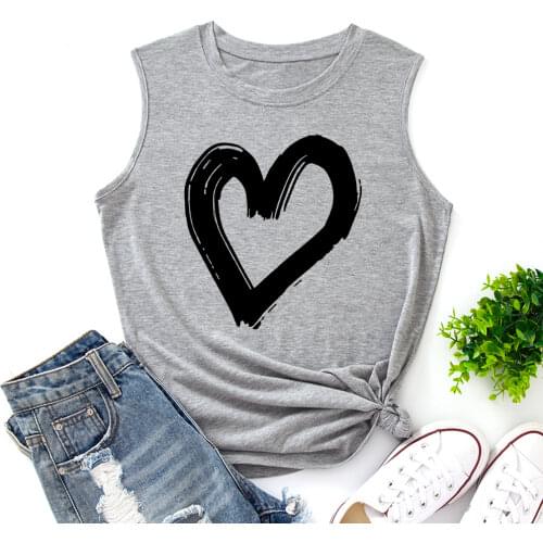 Ink Heart Tank Tops Women Vest Tanks Top Summer Shirt Sleeveless T-Shirts Casual Muscle Fitness Tee Shirts Clothes Family Gift