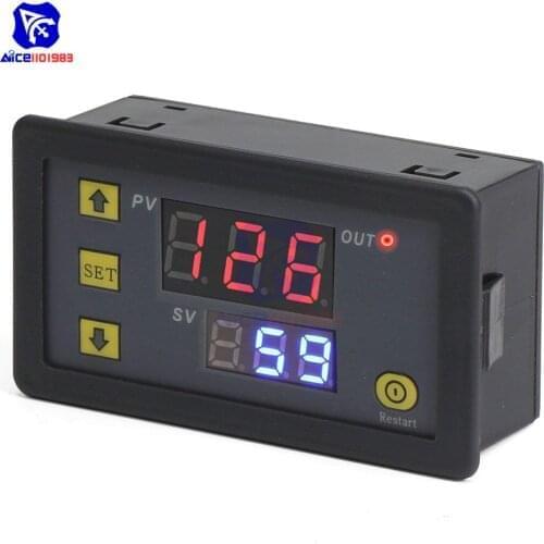 DC 12V Digital Cycle Timer Delay Relay Board Module with Dual Time Red/Blue LED Display Timing Relay Switch for Vehicle Car