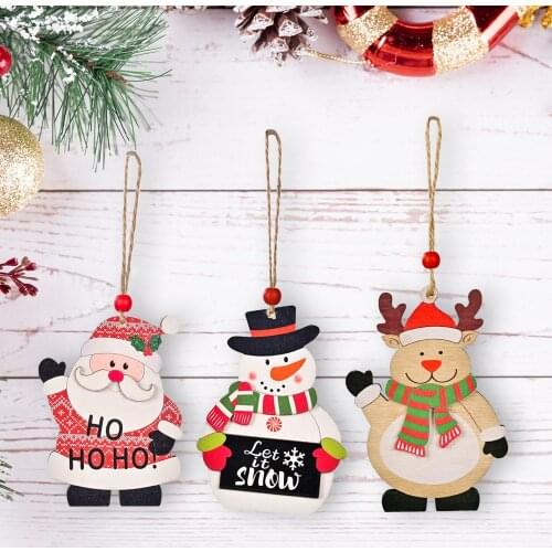 1Pcs Christmas Snowflakes Wooden Pendants Xmas Tree Ornaments Home Hanging Decor Christmas Decorations for Home Navidad