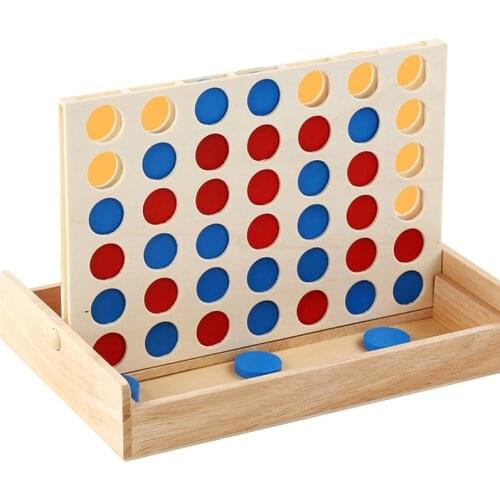 Childrens toys four-row chess wooden box to play intellectual education tools party games baby birthday gifts