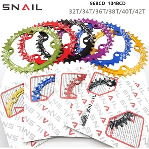 SNAIL Round Wide Chain ring MTB Mountain bike bicycle 96BCD 104BCD 32T 34T 36T 38T 40T 42T crankset Tooth plate Parts Narrow