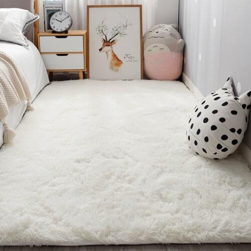 Nordic ins bedroom small carpet white plush bedside rug living room thick mats suitable for home decoration boy crawling carpet