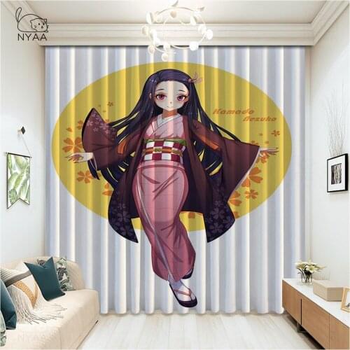 Kimetsu No Yaiba Fashion Anime Curtain Room And Bedroom Curtains In The Kitchen Decoration Curtain Salon Modern Micro Shading
