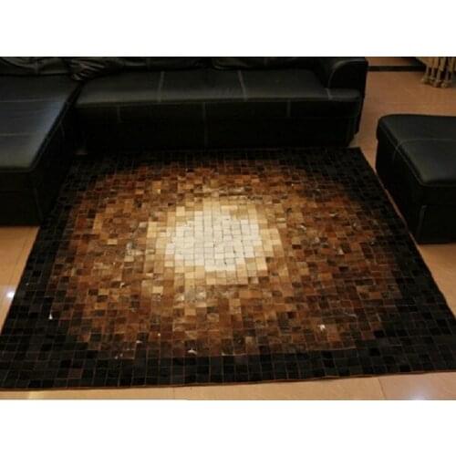 Fashionable art carpet 100% natural genuine cowhide leather pub carpet