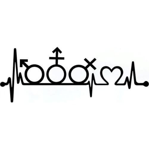 Car Stickers Funny Heartbeat Car Decoration Decal Stickers Suitable for Various Models Black/white, 17cm*6cm