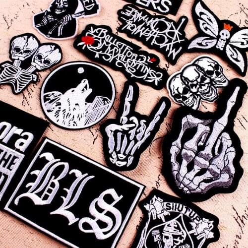 Punk Patches Letter Embroidered Patch For Clothing Badge Heart Iron On Patches Stripe On Clothes Applique Jacket Jeans Patch Diy