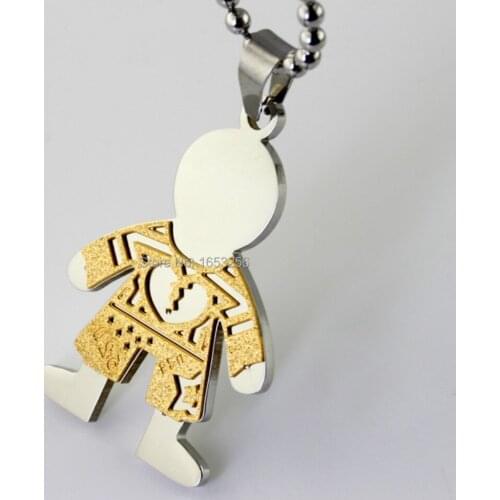 Wholesale 5pcs Lot Nice Quality Stainless Steel Gold Lovely Boy Pendant Fashion XMAS Jewelry NO CHAIN
