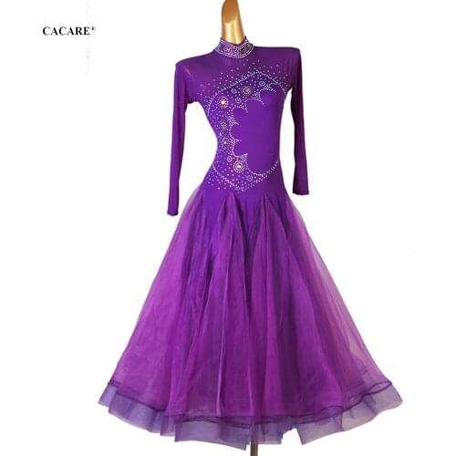 CACARE Ballroom Dance Competition Dresses Waltz Dress Standard Dance Dresses Customize D0690 Backless Mesh Sleeve Big Sheer Hem