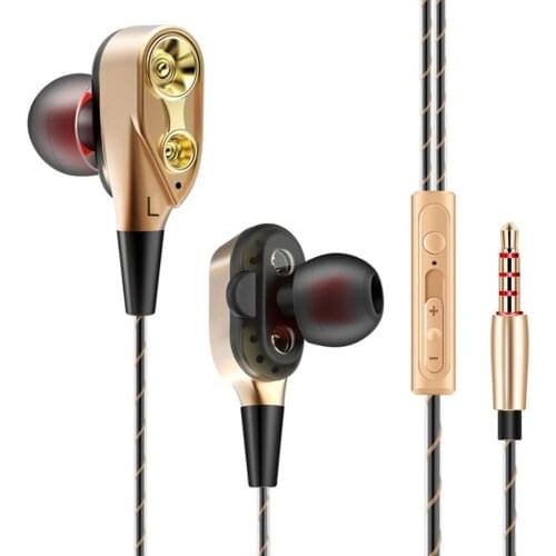Dual Drive Wired 3.5MM audifonos para celular In-ear earphones Stereo in ear headset hi fi headphones wire Bass phone for iphone