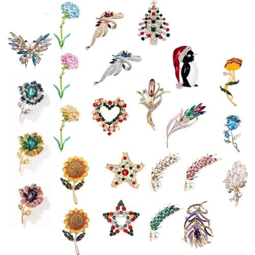 Luxury Beautiful Colored Austria Crystal Brooches Pins Women Costume Jewelry Broach Wedding Bouquet Pin Brosche Femme Bijoux