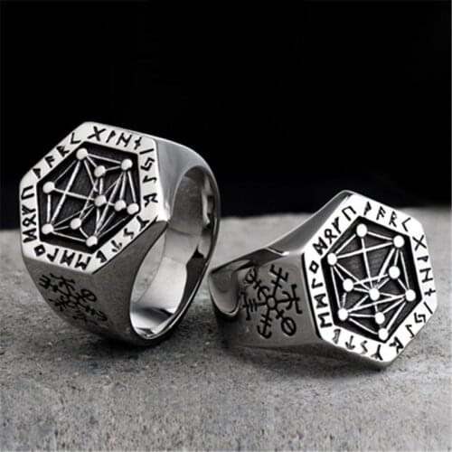 Nordic Viking Ring Mens Personality Retro European and American Student Titanium Steel Ring Jewelry