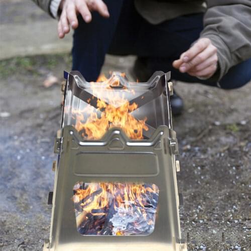 Camping Folding Wood Burning Stove Portable Stainless Steel Grill Cooker Firewood Furnace Outdoor Survival BBQ Hiking Picnic