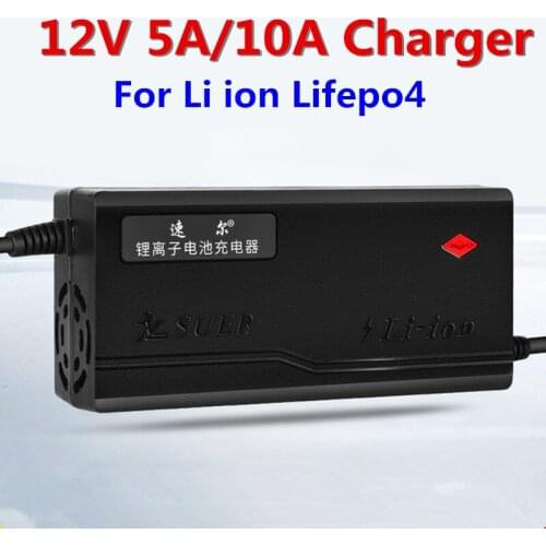 12V 5A/10A smart charger 3S 12.6V Li ion 4S 14.6V Lifepo4 Lithium battery charger for Li ion Lifepo4 battery
