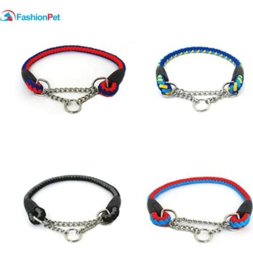 High Grade Double Colors Strong Round Rope Pet Dog Necklace Dog Control Chain Collar