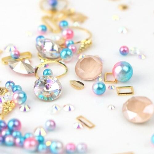 Nail Pearl Jewelry Navy Style Rivet Shell Nails Mixed Color Nail Rhinestones Metal Rivet Beads Studs 3D Nail Art Decoration