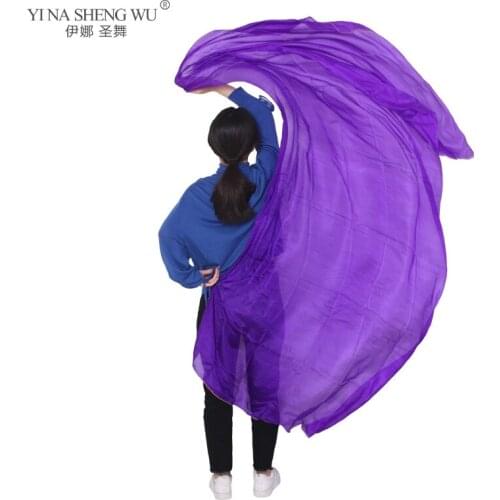 New Silk Belly Dance Veils Shawl Scarf Pure Purple Color Bellydance Practice Performance Silk Veils 250/270*114 cm For Women