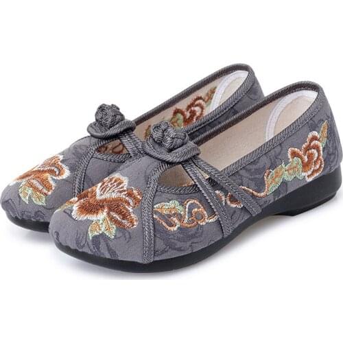 Cloth Shoes Womens Hanfu Embroidered Antique Soft Bottom Comfortable round Head National Style Non-Slip Mother Shoes AC-81