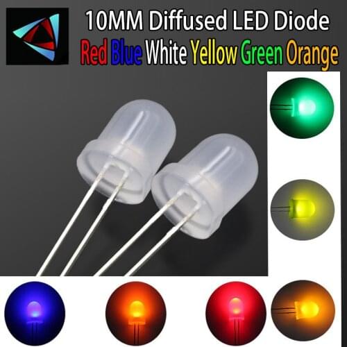 10pcs 10mm Misty LED Diffused Kit 10 mm 3V Green Red Blue Yellow White Warm colors