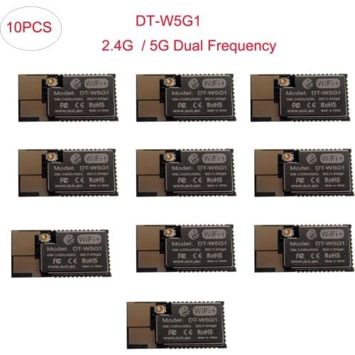 10Pcs DT-W5G1 2.4G 5G Dual Frequency Wifi Module with Antenna interface for Smart Home, Built-in 160MHz MIPS RISC Processor