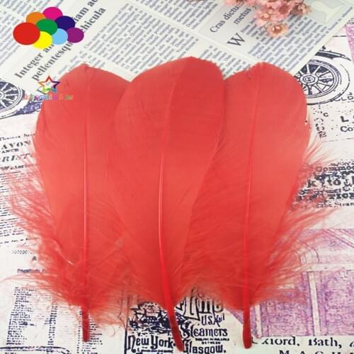 100 Pcs red Goose Feathers Dyed 15-20 Cm/6-8 Inch Diy Stage Props Decor Headress Carnival Costume crafts
