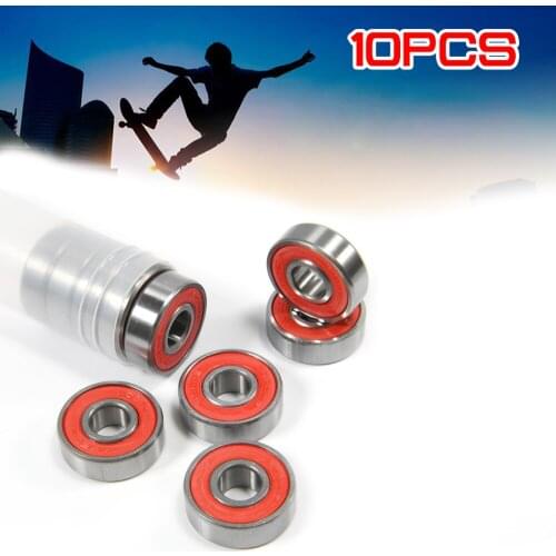 10x ABEC-9 608 Inline Roller Skate Wheel Bearing Red Sealed Shaft Bearing Anti-rust Skateboard Wheel Skateboard Bearings