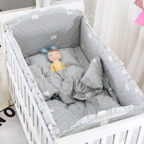 120*70cm 5Pcs/Set Animated Crib Bed Bumper For Newborns 100%Cotton Comfortable Childrens Bed Protector Baby Washable
