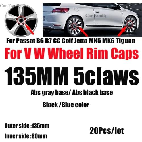 20pcs Custom Car Wheel Center Hub Caps 135mm 5pins For Passat B6 B7 CC Golf MK5 MK6 Tiguan Auto Rims Centre logo Hubcaps Covers