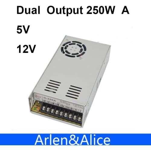 250W Dual output 5V 12V Switching power supply AC to DC DC 20A DC 12.5A