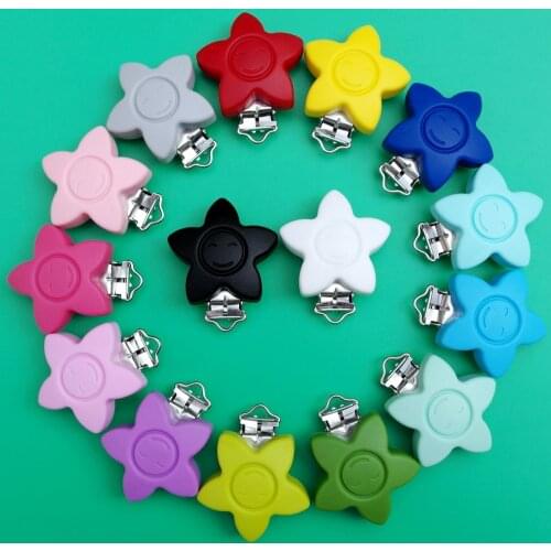 5PCS BPA Free Silicone Baby Pacifier Clip Dummy Teether Chain Holder Sutoyuen Suspender Clip DIY Soother Teething Necklace Charm