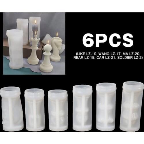 6Pcs New Chess Candle Silicone Mold DIY Chess Piece Scented Candle Mold Creative Home Furnishing Decoration Set