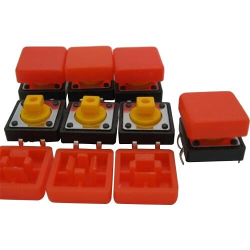 60PCS B3F-4055 Tactile Touch Push Button Switch Momentary 12*12*7.3MM tact Micro switch button + 60PCS red colors Tact Cap