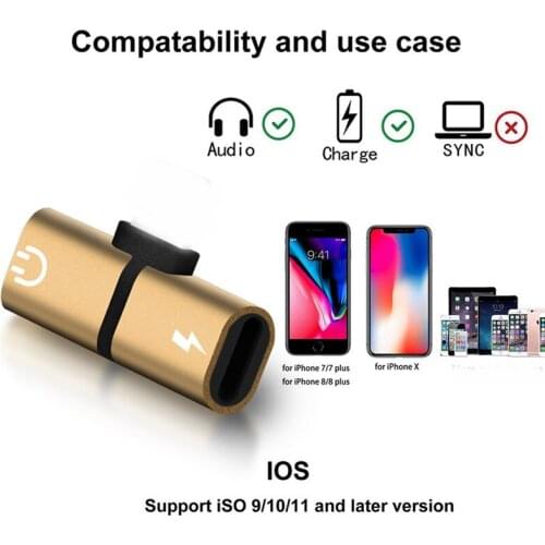 For Lighting Adapter Dual Headphone Aux Splitter For iPhone 12 X 7 8 XS Max Adapter For iPhone IOS 15 Audio Charging Calling Aux