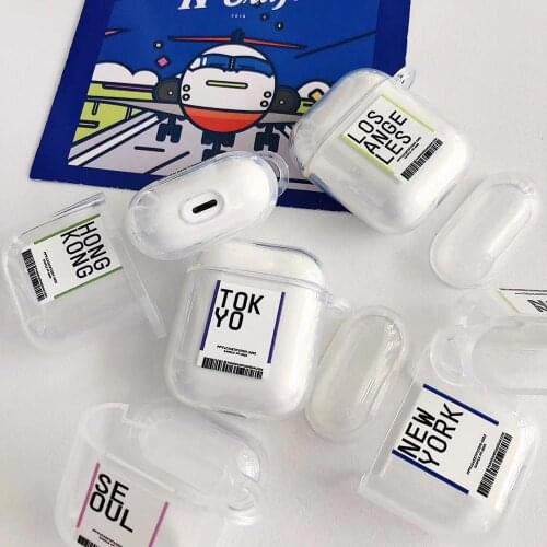 Earphone Case For AirPods city Shockproof Bluetooth Wireless Protective Cover Air Tickets Accessories For Airpods Case