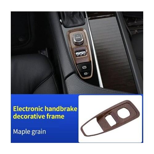 For VOLVO XC90 2016-2019 ABS Maple grain Electronic handbrake decorative frame chrome molding trim 1pc