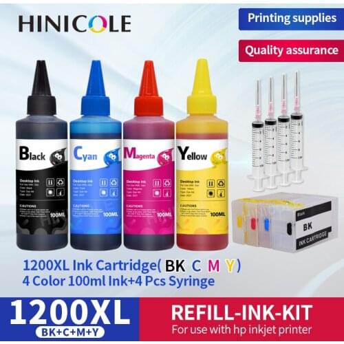 Hinicole PGI-1200 PGI1200XL Refillable Ink Cartridge For Canon MAXIFY MB2020 MB2320 MB2120 MB2720 Printer + 4 Color Bottle Ink