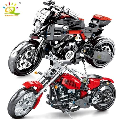 HUIQIBAO DIY Technical Motorcycle Model Building Blocks City Speed Champions Car Vehicle Brick Educational Children Toy Boy Gift