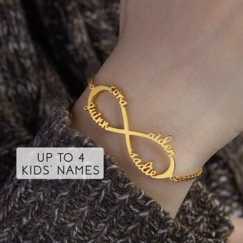 Personalised 1-4 Names Infinity Bracelets Family Jewelry Stainless Steel Custom Number Letter Bracelet Femme Best Friend Gifts