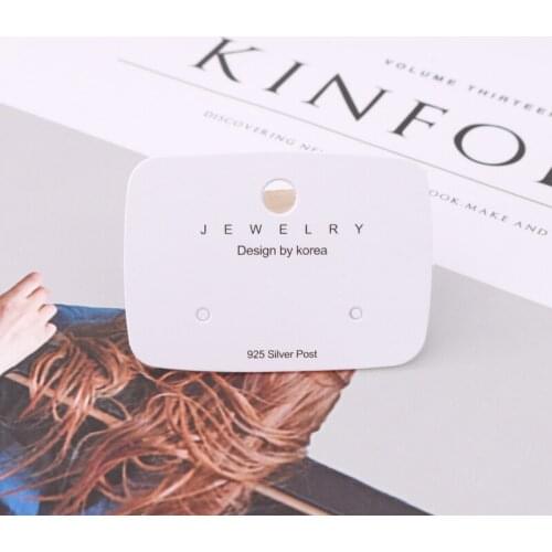 100pcs/lot White 925 Jewelry Earring Cards 5.5x4cm Jewelry Thickening Paper Earring Card Jewelry Classic Packaging Display Cards