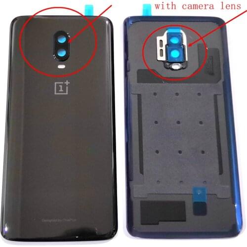 For oneplus 6T Battery cover back rear door housing For oneplus6T back frame replace glass spare parts with camera lens