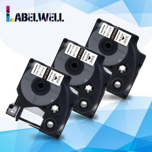 Labelwell 3pcs 18489 Compatible for Dymo Rhino label maker 6000 5000 4200 for Dymo Rhino Flexible Nylon label Tape 18489 12mm