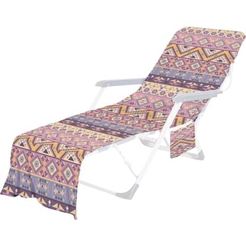 Summer Beach Lounge Chair Cover With Pocket Outdoor Garden Beach Towel Sunbath Outdoor Garden Pool Party Lounger Chair Cover