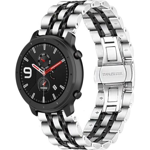 Metal Wrist Strap for Xiaomi Huami Amazfit GTR 47mm 42mm Stainless Steel Bracelet for Amazfit Bip lite/Stratos 2 2S / Pace Band