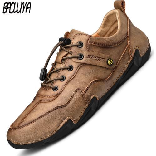 Brand Summer Mens Casual Shoes Handmade Genuine Leather Mens Loafers Classic Denim Moccasins Outdoor Non-slip Mens Sneakers