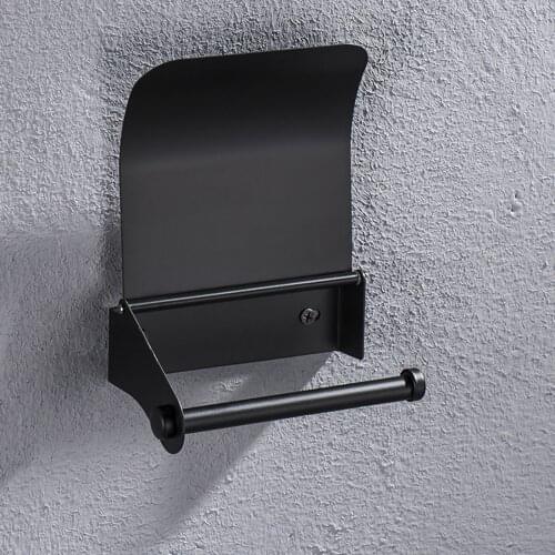 Bathroom Stainless Steel Black Toilet Roll Paper Holder Wall Mounted