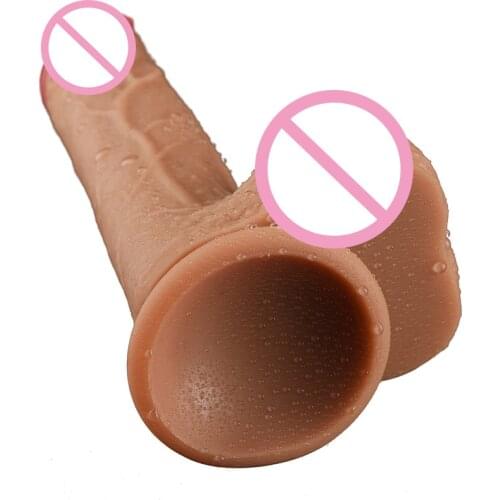 19cm Huge Liquid Silicone Womens Dildo 3D Big Realistic Penis Couples Sexules Toys Adult Female Masturbators Sex Toys Shop