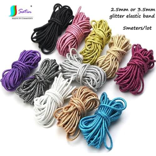 Wholesale Fashion 2.5mm 3.5mm Colorful Glitter Elastic Band DIY Handmade Dress Skirt Packaging Decoration Material Elastic Band