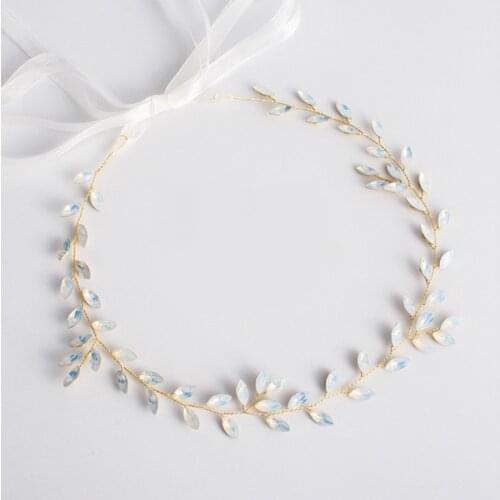 Handmade Crystal Bridal Headbands Tiara Riborn Leaf Hairbands Headdress Wedding Hair Accessories diademas para el pelo mujer