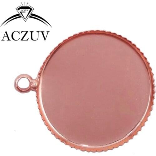 Rose Gold Color 500pcs 12mm 14mm 16mm 18mm 20mm 25mm 30mm Charm Blank Jewelry Bezel Pendant Tray Cabochon Base Setting RTB005