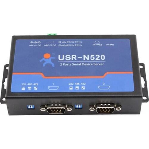 USR-N520 Serial Device Server 2 ports RS232/RS485/RS422 to Ethernet converter Modbus RTU to Modbus TCP