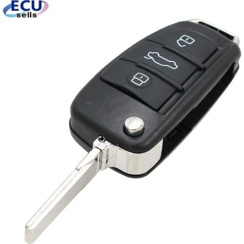 High Quality 3 Buttons Flip Car Key Remote Key Cover Shell For Audi TT Q3 A8 A6 c5 c6 A4 b6 b7 A3